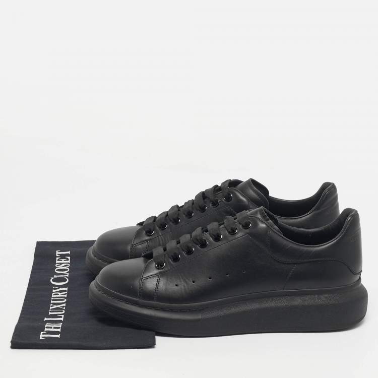 Pre Owned Alexander McQueen Black Leather Oversized Low Top Sneakers Size 43