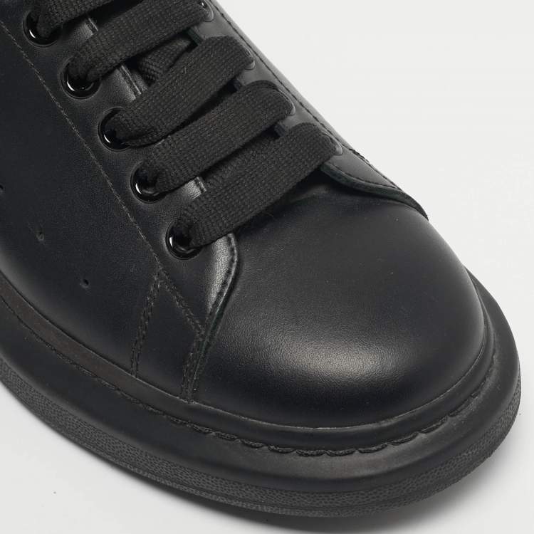 Pre Owned Alexander McQueen Black Leather Oversized Low Top Sneakers Size 43
