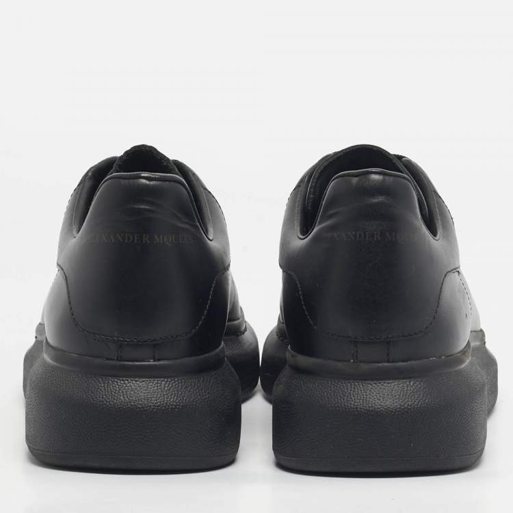 Pre Owned Alexander McQueen Black Leather Oversized Low Top Sneakers Size 43