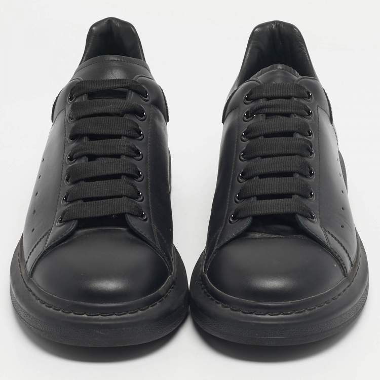 Pre Owned Alexander McQueen Black Leather Oversized Low Top Sneakers Size 43