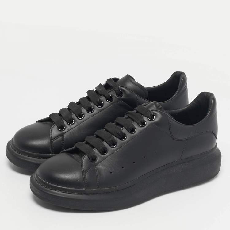 Pre Owned Alexander McQueen Black Leather Oversized Low Top Sneakers Size 43