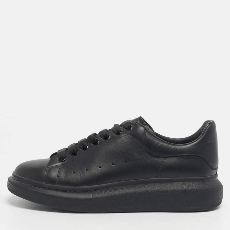 Pre Owned Alexander McQueen Black Leather Oversized Low Top Sneakers Size 43