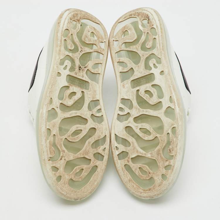 Pre Owned Alexander McQueen White/Black Leather Oversized Clear Sole Sneakers Size 41.5