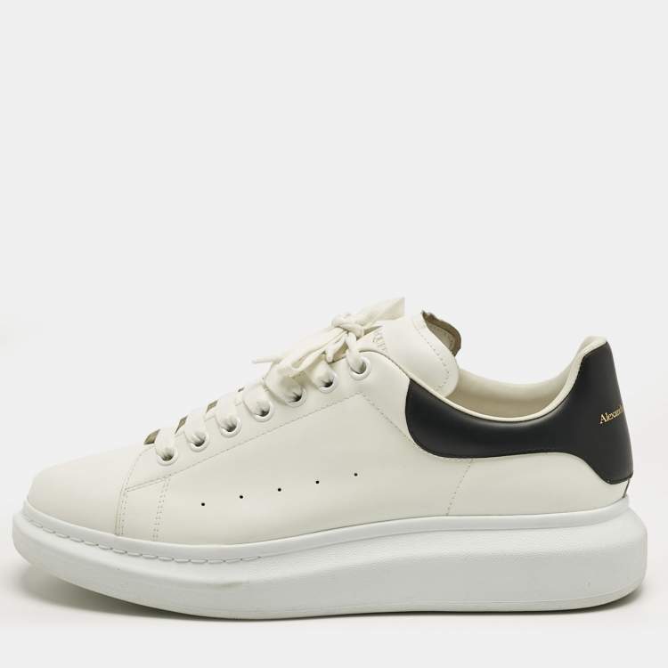 Pre Owned Alexander McQueen White/Black Leather Oversized Sneakers Size 45