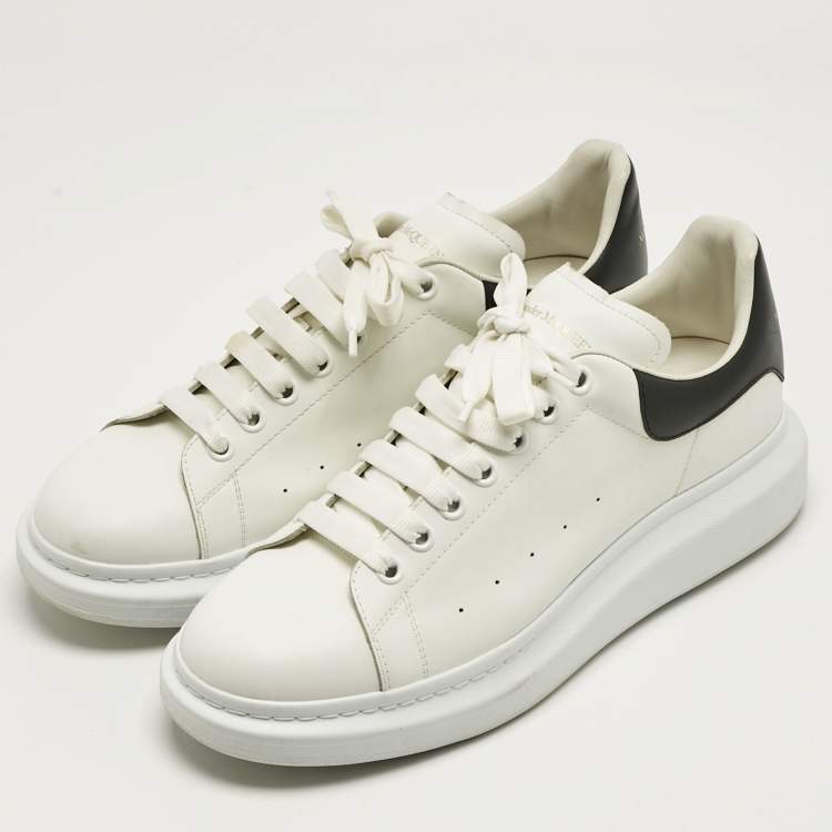 Pre Owned Alexander McQueen White/Black Leather Oversized Sneakers Size 45