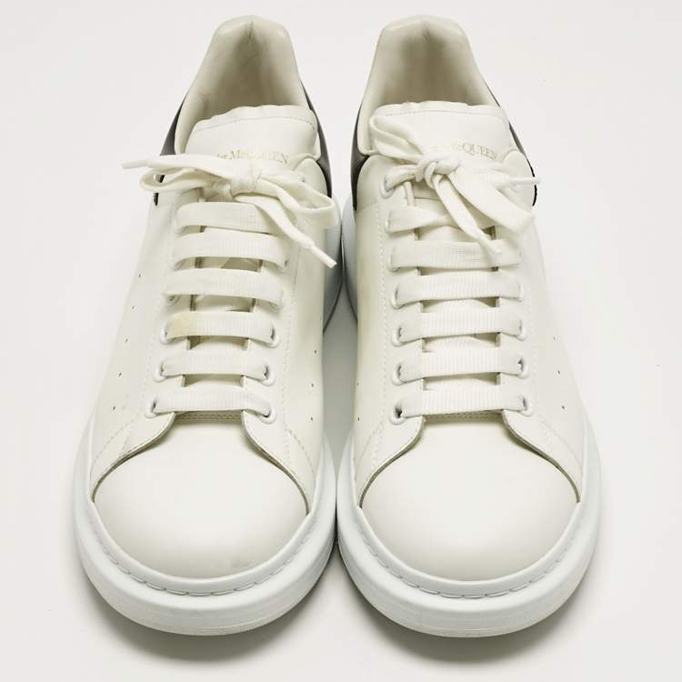 Pre Owned Alexander McQueen White/Black Leather Oversized Sneakers Size 45
