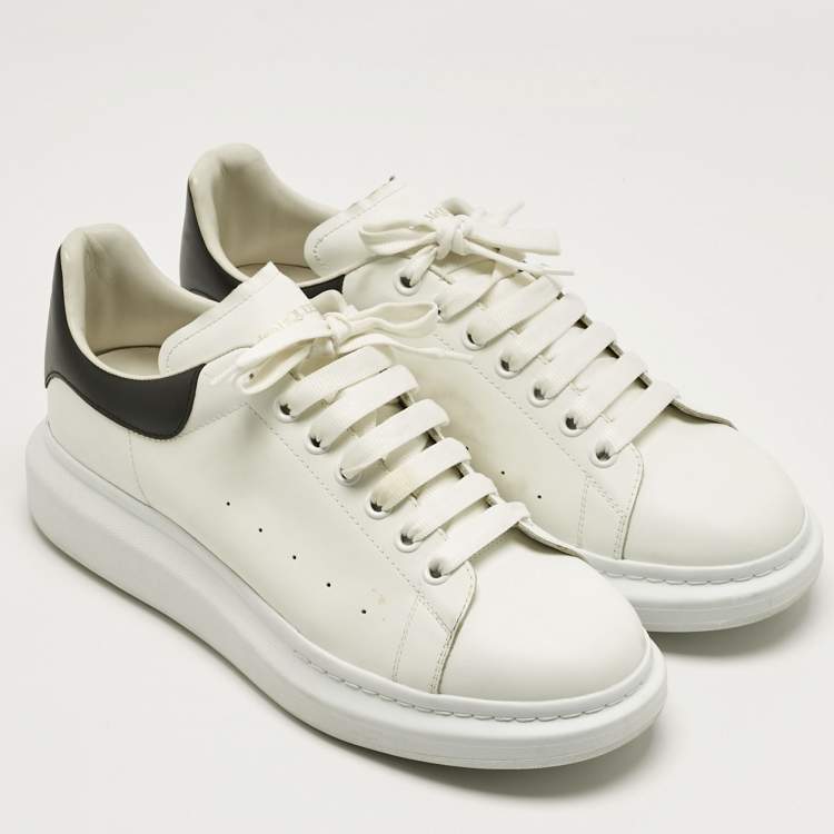 Pre Owned Alexander McQueen White/Black Leather Oversized Sneakers Size 45
