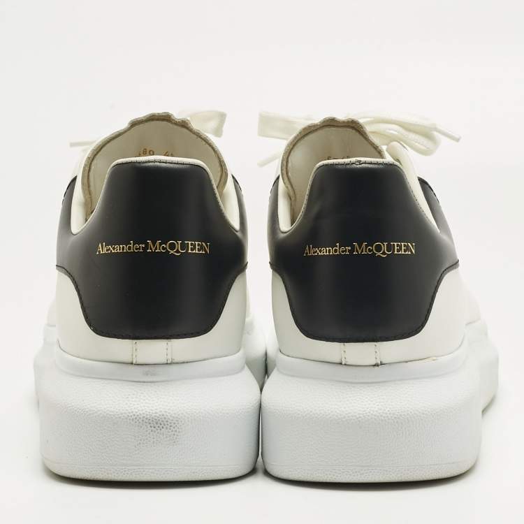 Pre Owned Alexander McQueen White/Black Leather Oversized Sneakers Size 45