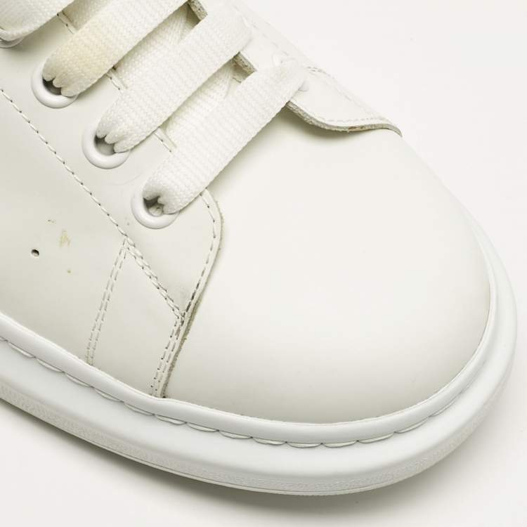 Pre Owned Alexander McQueen White/Black Leather Oversized Sneakers Size 45