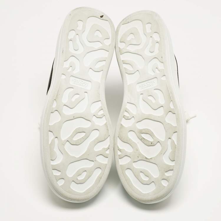 Pre Owned Alexander McQueen White/Black Leather Oversized Sneakers Size 45