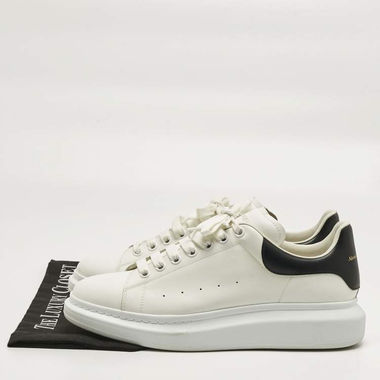 Pre Owned Alexander McQueen White/Black Leather Oversized Sneakers Size 45
