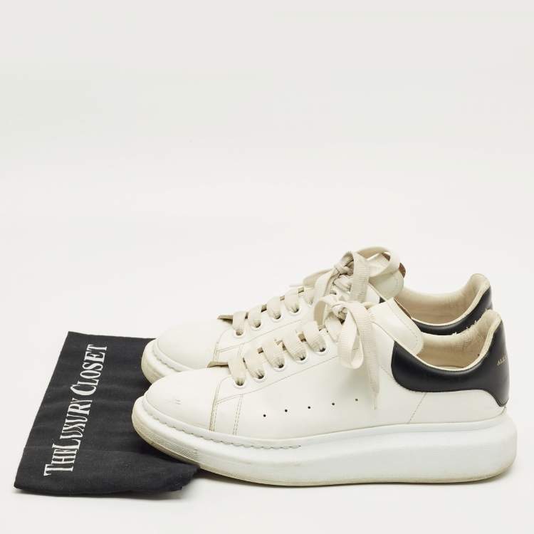 Pre Owned Alexander McQueen White/Black Leather Oversized Sneakers Size 42