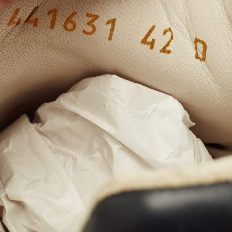 Pre Owned Alexander McQueen White/Black Leather Oversized Sneakers Size 42