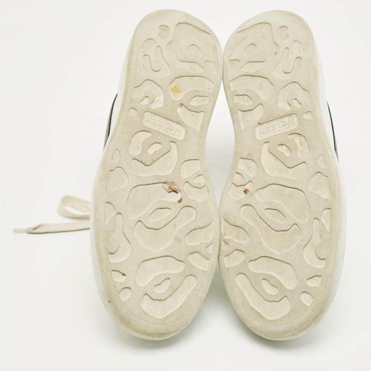 Pre Owned Alexander McQueen White/Black Leather Oversized Sneakers Size 42