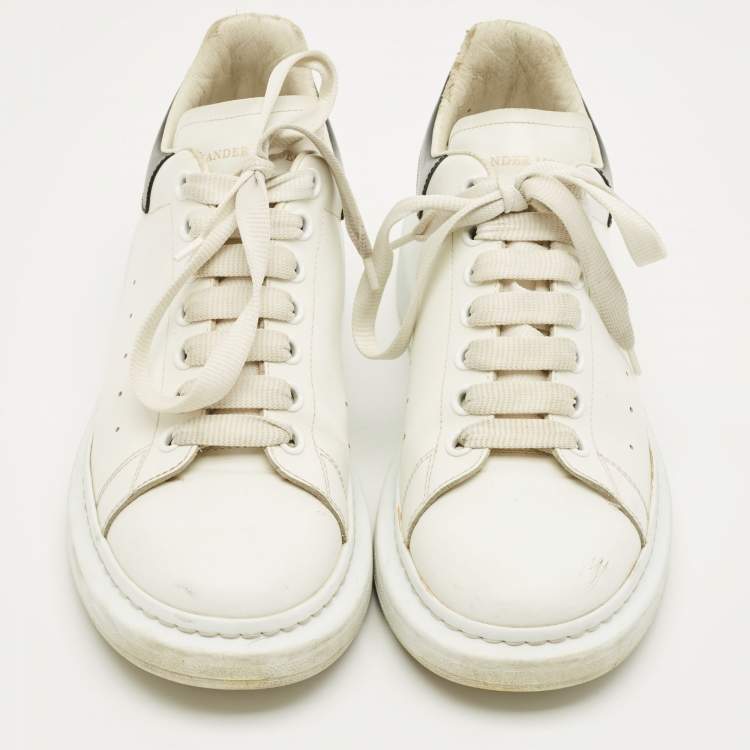 Pre Owned Alexander McQueen White/Black Leather Oversized Sneakers Size 42