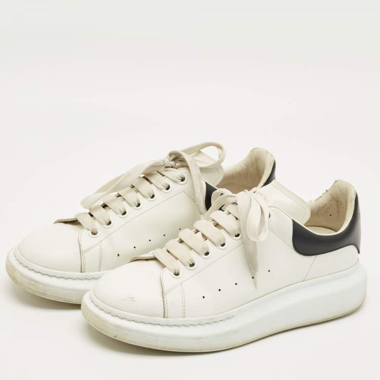 Pre Owned Alexander McQueen White/Black Leather Oversized Sneakers Size 42
