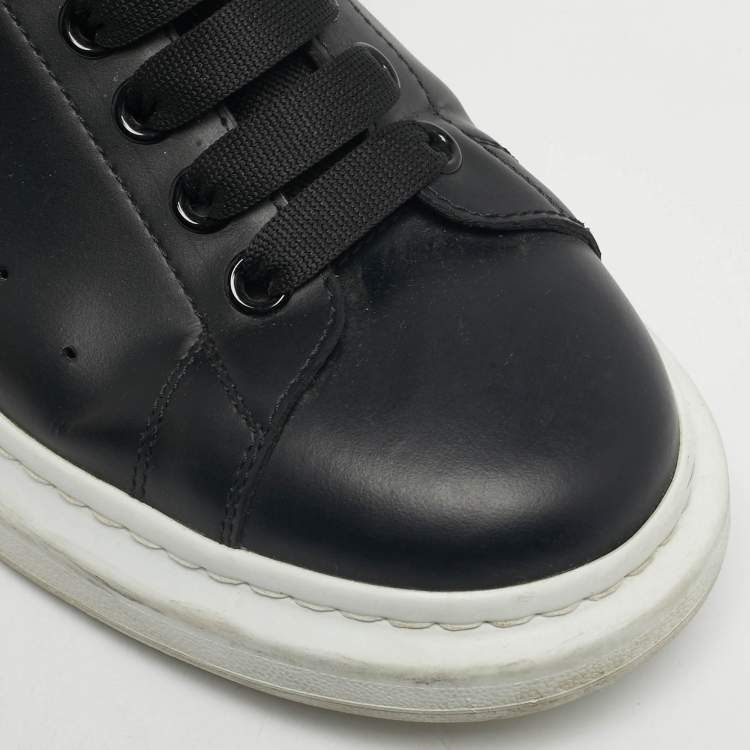 Pre Owned Alexander McQueen Black Leather Oversized Sneakers Size 42