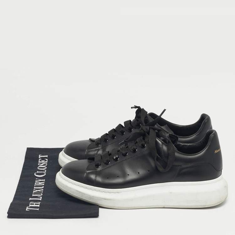 Pre Owned Alexander McQueen Black Leather Oversized Sneakers Size 42
