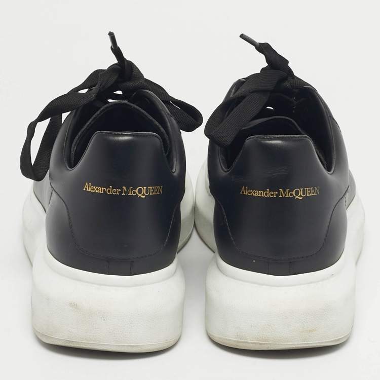 Pre Owned Alexander McQueen Black Leather Oversized Sneakers Size 42