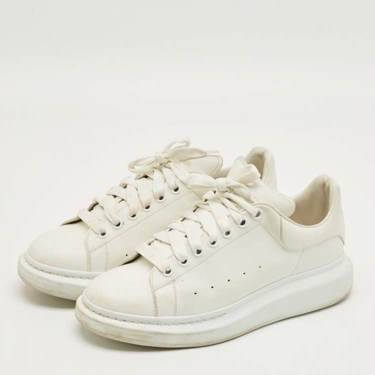 Pre Owned Alexander McQueen White Leather Oversized Lace Up Sneakers Size 43.5