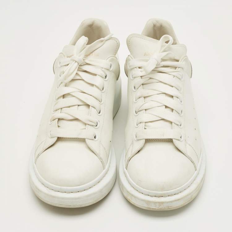Pre Owned Alexander McQueen White Leather Oversized Lace Up Sneakers Size 43.5