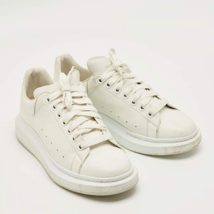 Pre Owned Alexander McQueen White Leather Oversized Lace Up Sneakers Size 43.5