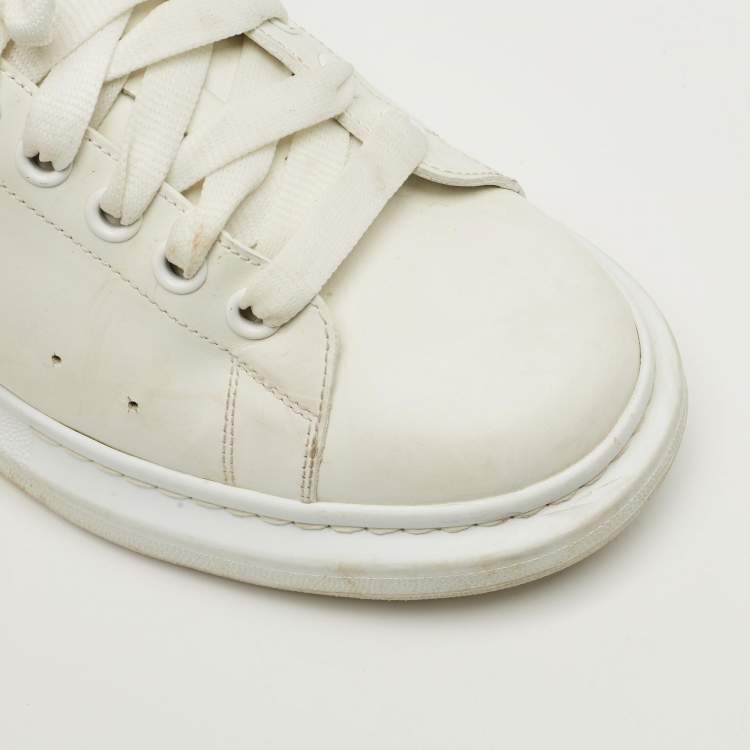Pre Owned Alexander McQueen White Leather Oversized Lace Up Sneakers Size 43.5