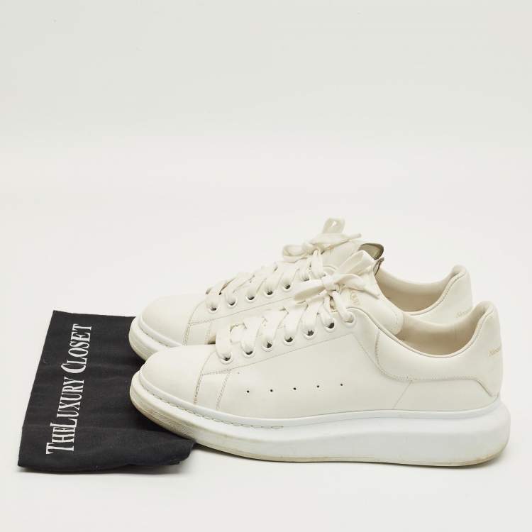 Pre Owned Alexander McQueen White Leather Oversized Lace Up Sneakers Size 43.5