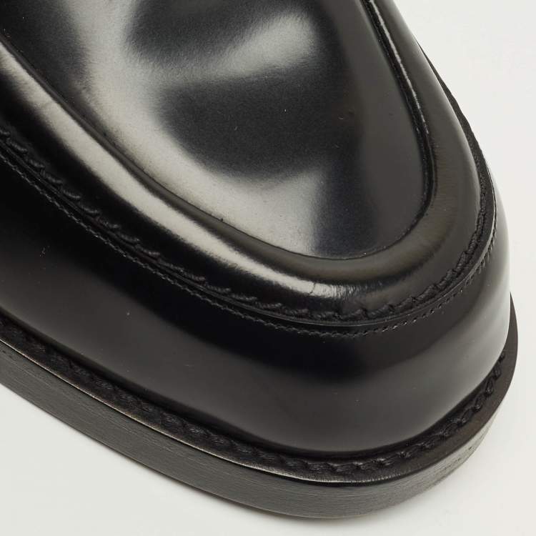 Pre Owned Alexander McQueen Size 43 Black Leather Logo-Plaque  Loafers