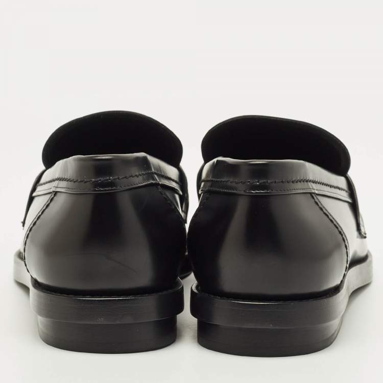 Pre Owned Alexander McQueen Size 43 Black Leather Logo-Plaque  Loafers