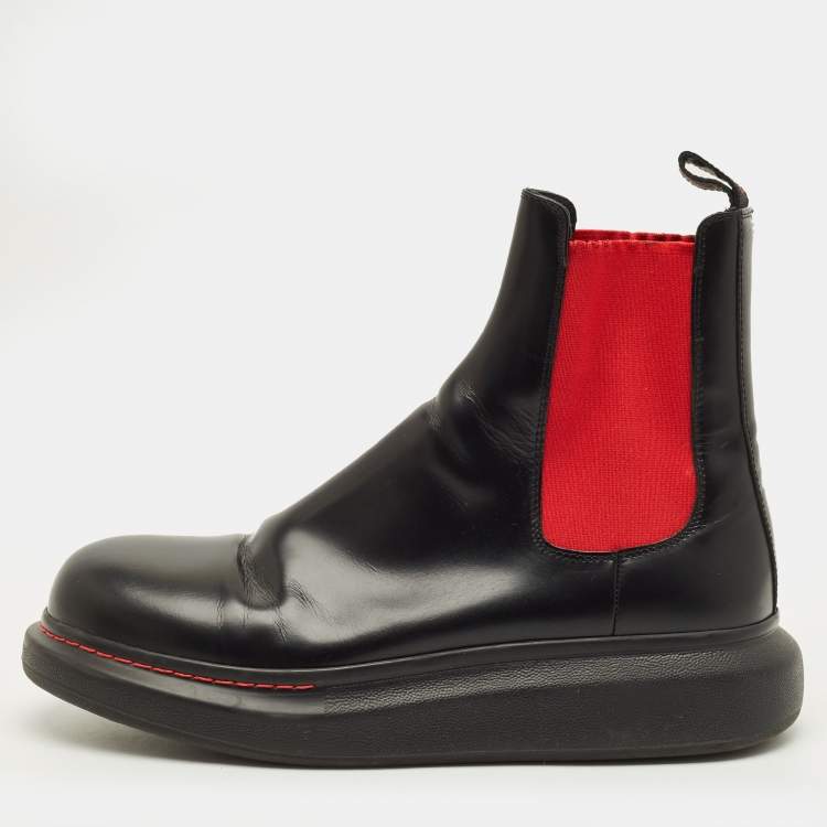 Pre Owned Alexander McQueen Size 44 Black Leather Chelsea Boots