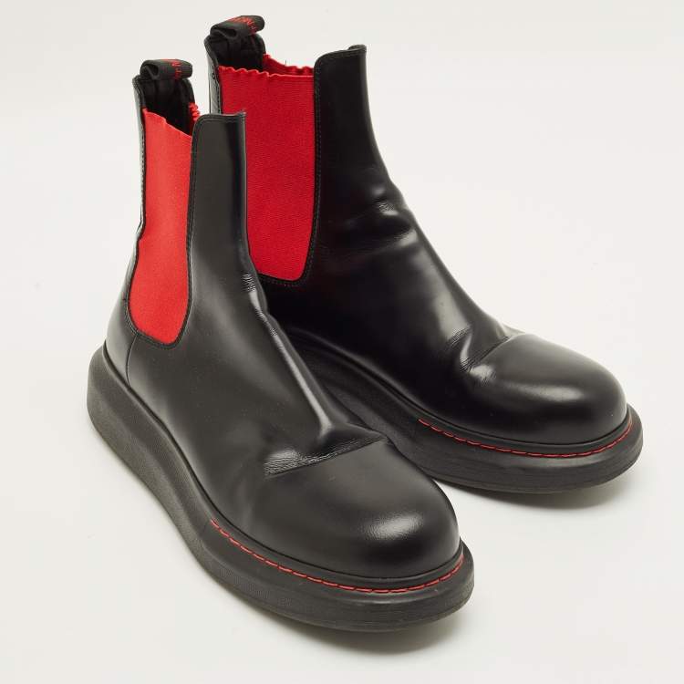 Pre Owned Alexander McQueen Size 44 Black Leather Chelsea Boots