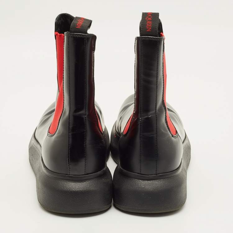 Pre Owned Alexander McQueen Size 44 Black Leather Chelsea Boots