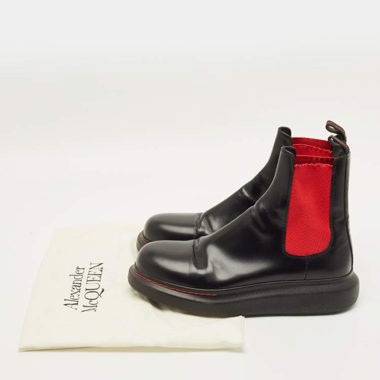 Pre Owned Alexander McQueen Size 44 Black Leather Chelsea Boots