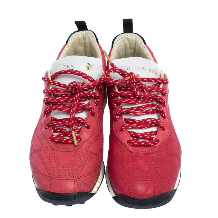 Pre Owned Alexander McQueen For Puma Red Leather Low Top Sneakers Size 44