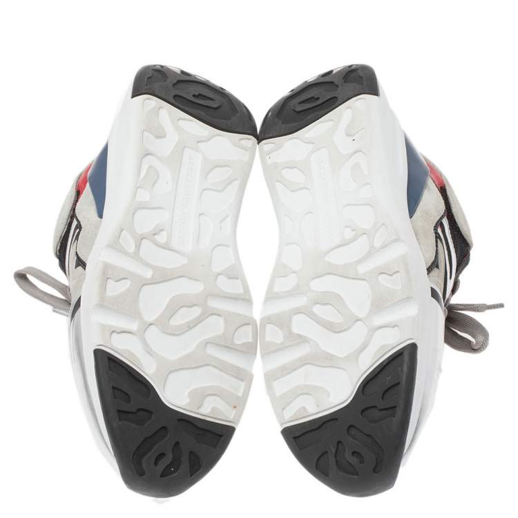 Pre Owned Alexander Mcqueen Multi Color Leather, Suede And Mesh Exaggerated Sole Leather Sneakers Size 40 