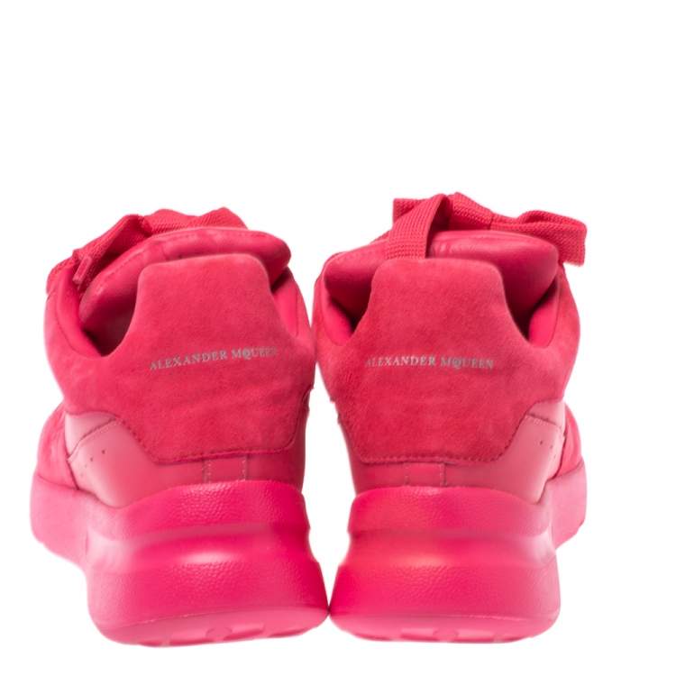 Pre Owned Alexander McQueen Fuchsia Leather and Suede Larry Oversized Low Top Sneakers Size 35