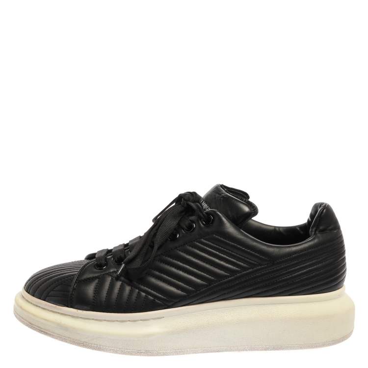 Pre Owned Alexander McQueen Black Quilted Leather Low Top Sneakers Size 45
