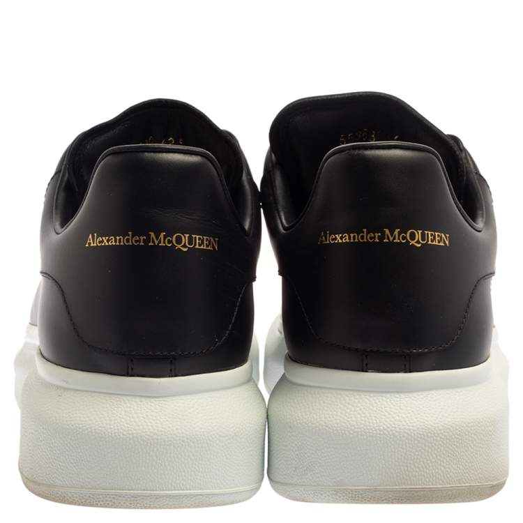 Pre Owned Alexander McQueen Black Leather Larry Low Top Sneaker Size 42.5