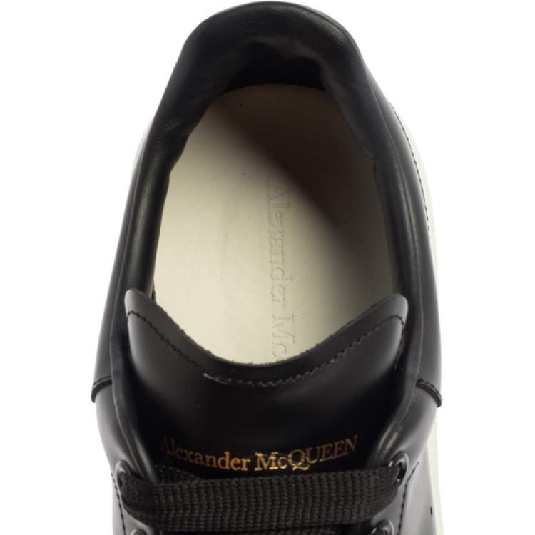 Pre Owned Alexander McQueen Black Leather Larry Low Top Sneaker Size 42.5