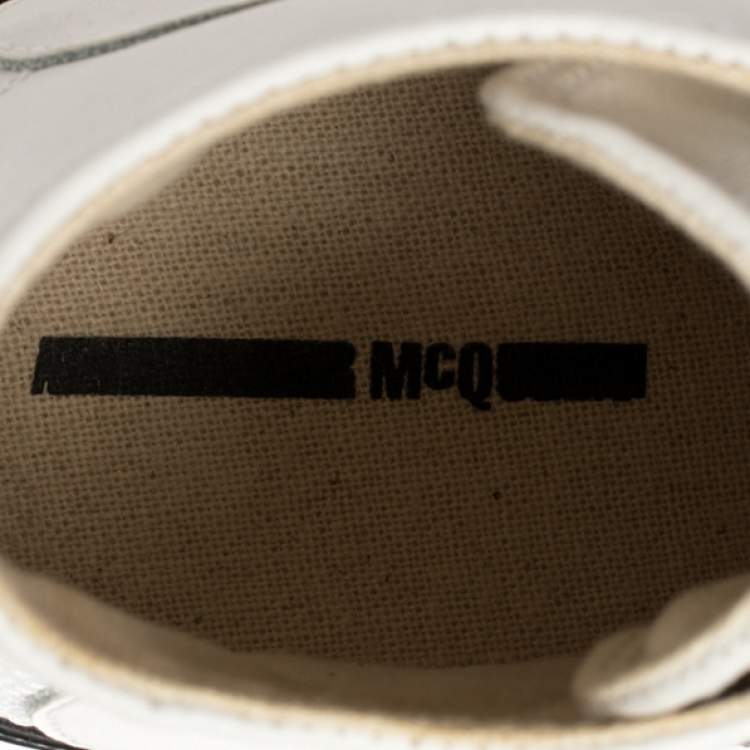 Pre Owned Alexander McQueen White Leather Plimsoll High Sneakers Size 40