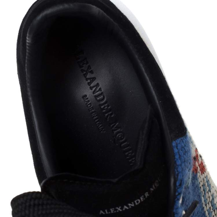 Pre Owned Alexander McQueen Multicolor Printed Canvas And Suede Oversized Sneakers Size 40