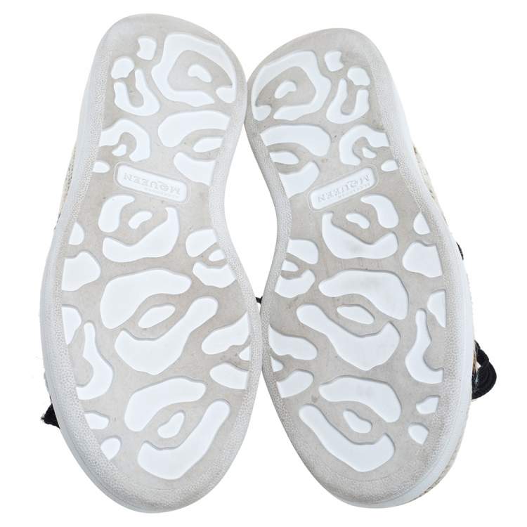 Pre Owned Alexander McQueen Multicolor Printed Canvas And Suede Oversized Sneakers Size 40
