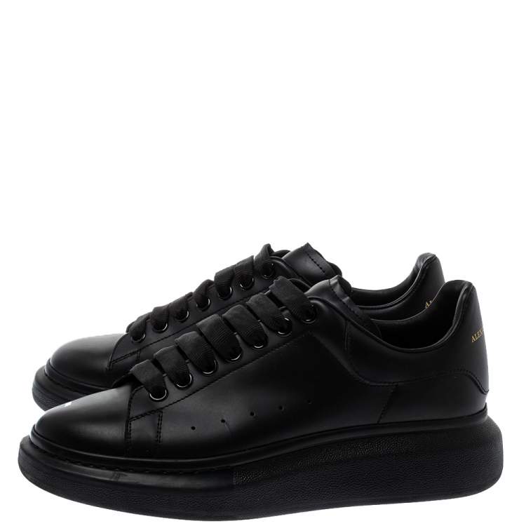 Pre Owned Alexander McQueen Black Leather Oversized Low Top Sneakers Size 40