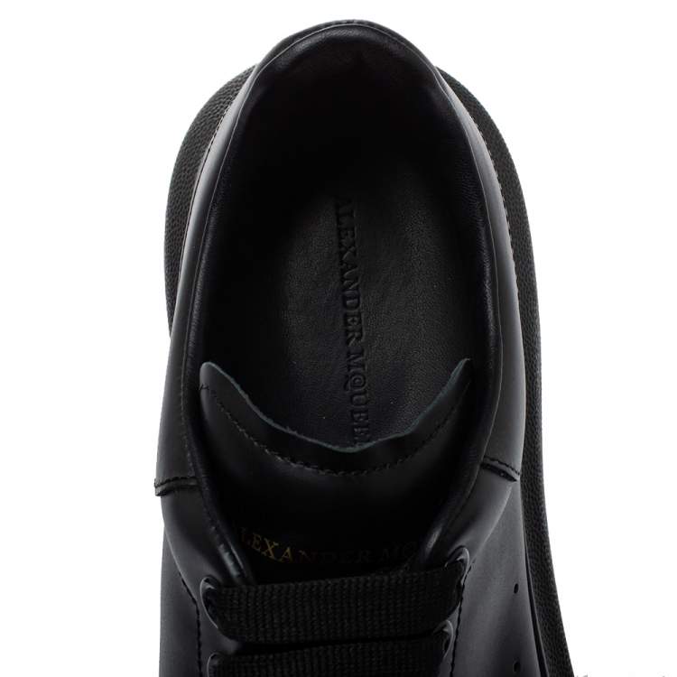 Pre Owned Alexander McQueen Black Leather Oversized Low Top Sneakers Size 40