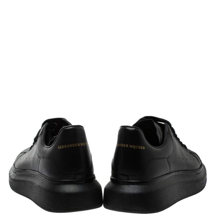 Pre Owned Alexander McQueen Black Leather Oversized Low Top Sneakers Size 40