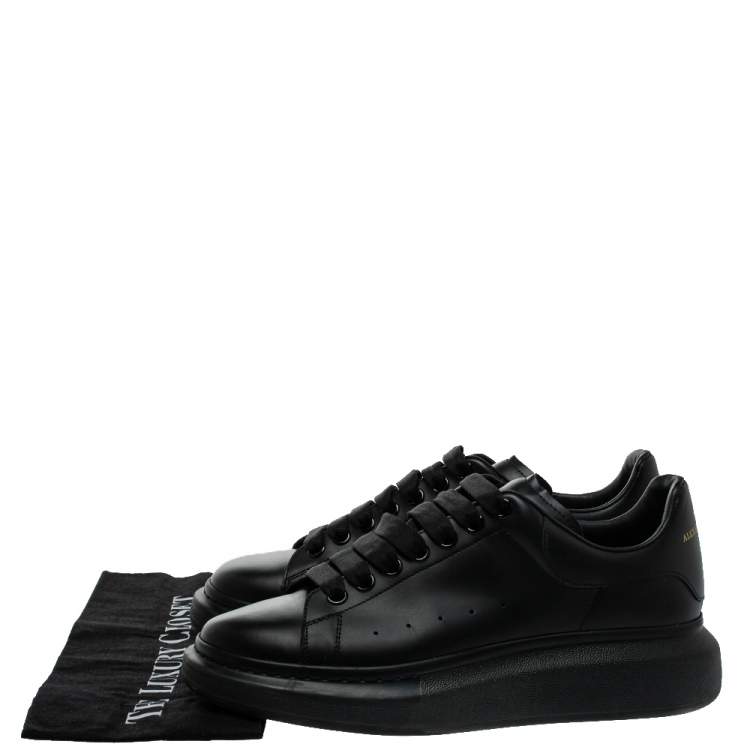 Pre Owned Alexander McQueen Black Leather Oversized Low Top Sneakers Size 40