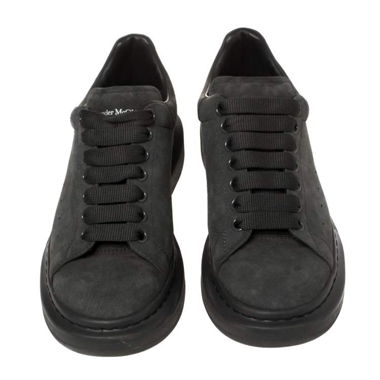 Pre Owned Alexander McQueen Grey Suede Oversized Low Top Sneakers Size 40