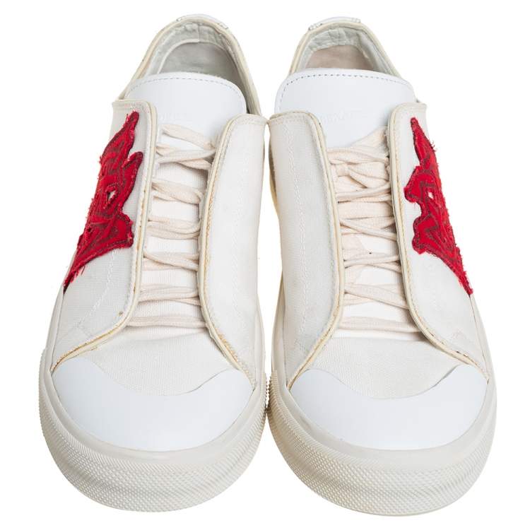 Pre Owned Alexander McQueen White Leather And Canvas Patch Low Top Sneakers Size 39