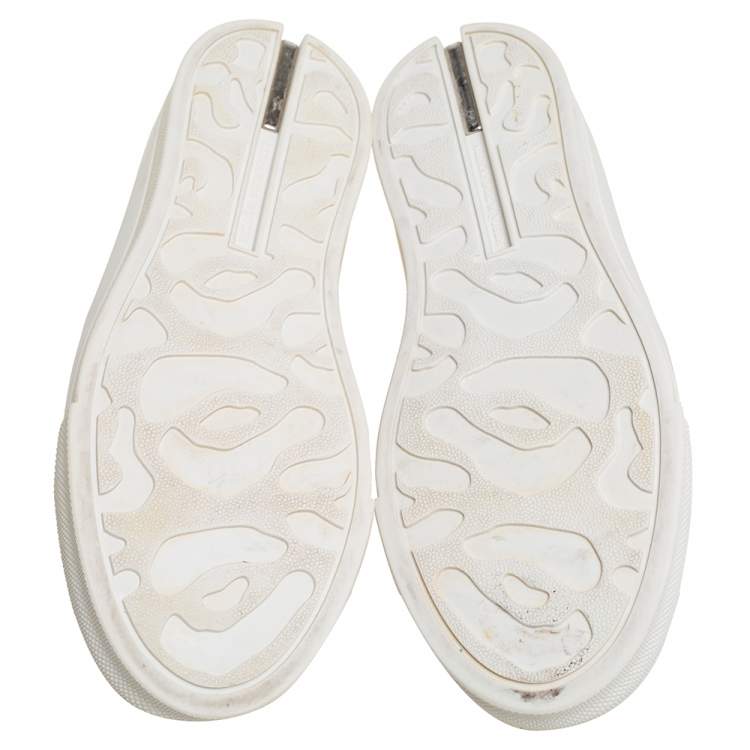 Pre Owned Alexander McQueen White Leather And Canvas Patch Low Top Sneakers Size 39